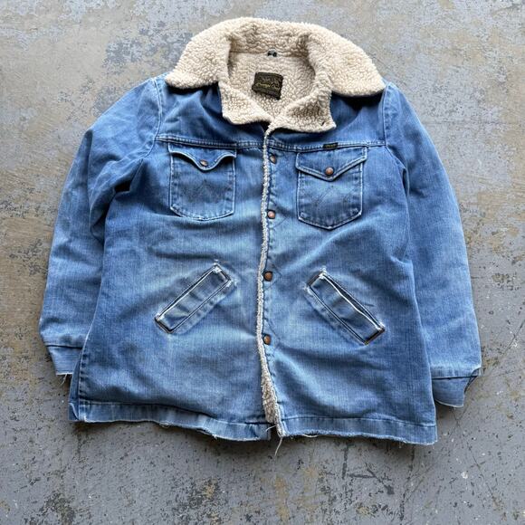 Vintage Wrangler Sherpa Lined Denim Western Coat - Picture 1 of 10